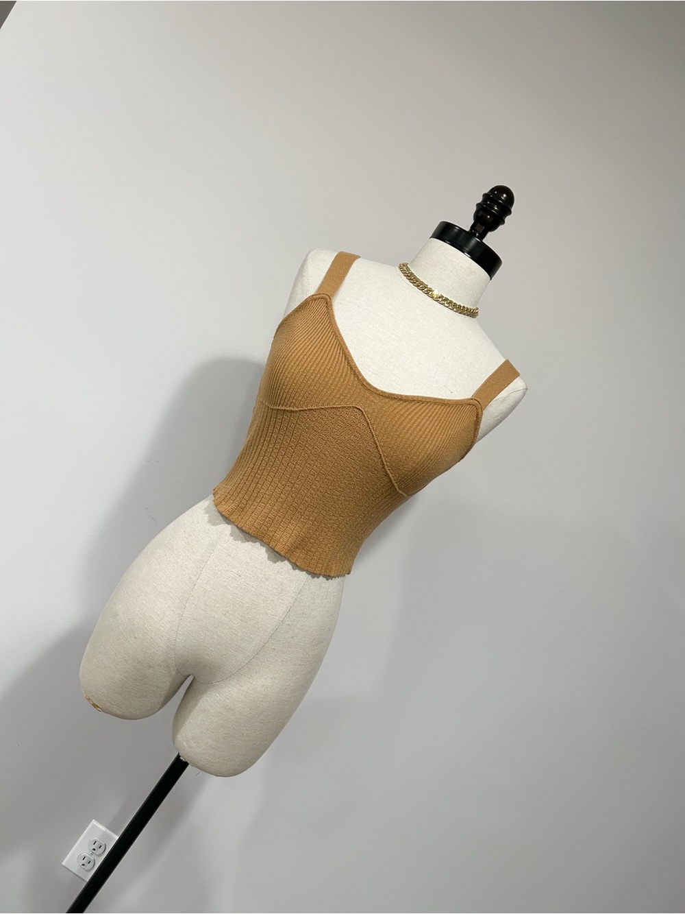 Forever 21 Camel Ribbed Cropped Tank